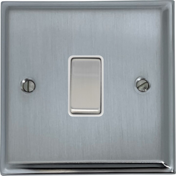 deco satin chrome light switch (1 gang/white insert/matching switch) front fc20825