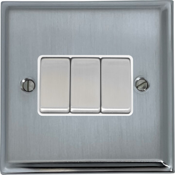 deco satin chrome light switch (3 gang/white insert/matching switch) front fc20825