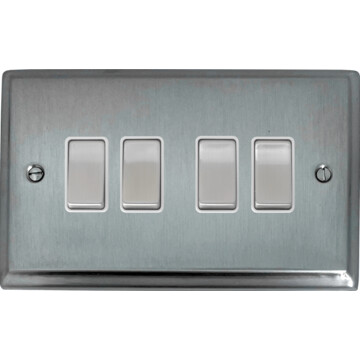 deco satin chrome light switch (4 gang/white insert/matching switch) front fc20825