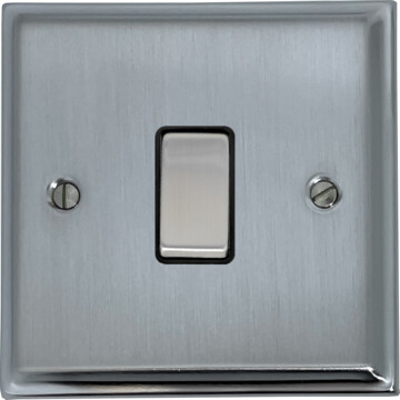 deco satin chrome light switch (1 gang/black insert/matching switch) front fc20825