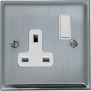 deco satin chrome single socket (white switch) front fc20825