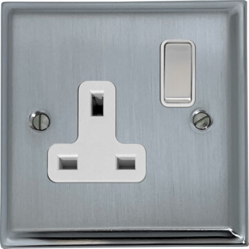 deco satin chrome single socket (white insert/matching switch) front fc20825