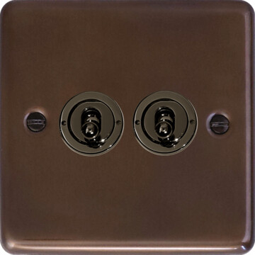 contour medium bronze toggle switch (2 gang/black toggle) front fc20825