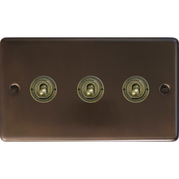 contour medium bronze toggle switch (3 gang/antique brass switches) front fc20825