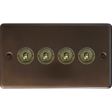 contour medium bronze toggle switch (4 gang/antique brass switches) front fc20825