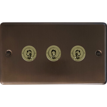 contour medium bronze toggle switch (3 gang/polished brass toggle) front fc20825