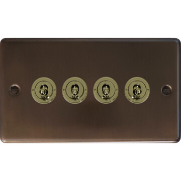 contour medium bronze toggle switch (4 gang/polished brass toggle) front fc20825