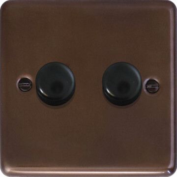 contour medium bronze led dimmer (2 gang/black caps) front fc20825