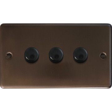 contour medium bronze led dimmer (3 gang/black caps) front fc20825