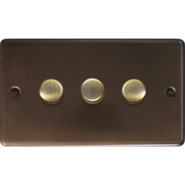 contour medium bronze led dimmer (3 gang/antique brass caps) front fc20825