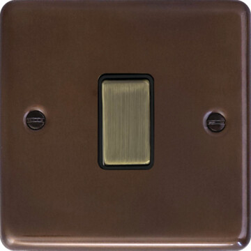 contour medium bronze intermediate light switch (1 gang/black insert/antique brass switch) front fc20825