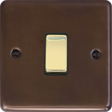 contour medium bronze intermediate light switch (1 gang/black insert/polished brass switch) front fc20825