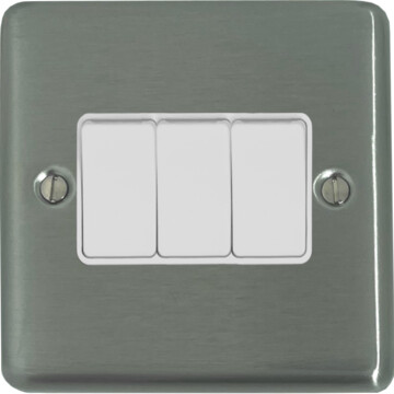 contour brushed steel light switch (3 gang/white switches) front fc20825