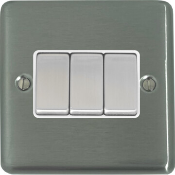 contour brushed steel light switch (3 gang/white insert/satin chrome switches) front fc20825