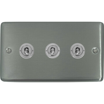contour brushed steel toggle switch (3 gang) front fc20825