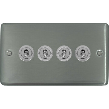 contour brushed steel toggle switch (4 gang) front fc20825