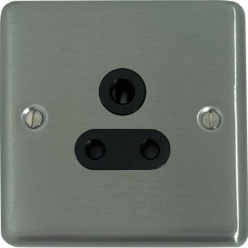 contour brushed steel 5a 3 pin socket (black insert) front fc20825