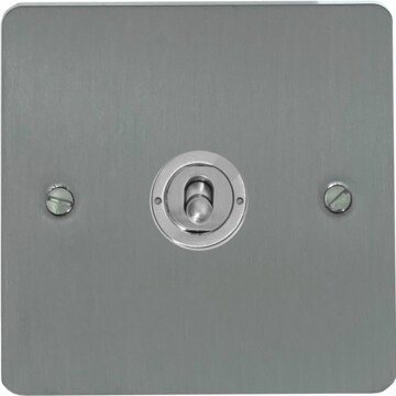 flat brushed steel toggle switch (1 gang) front fc20825
