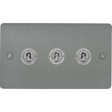flat brushed steel toggle switch (3 gang) front fc20825