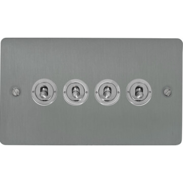 flat brushed steel toggle switch (4 gang) front fc20825