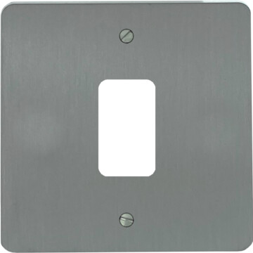 flat brushed steel grid plate (1 gang) front fc20825