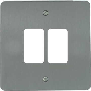 flat brushed steel grid plate (2 gang) front fc20825