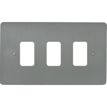 flat brushed steel grid plate (3 gang) front fc20825