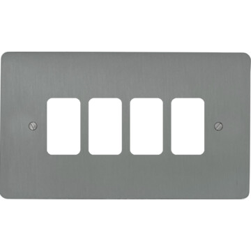 flat brushed steel grid plate (4 gang) front fc20825