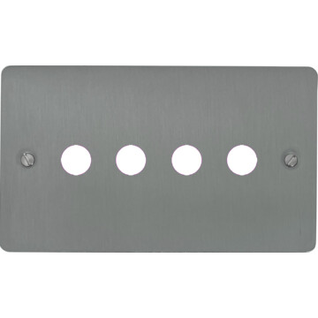 flat brushed steel toggle grid plate (4 gang) front fc20825