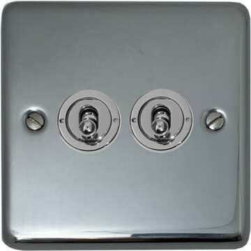 polished steel toggle switch (2 gang) front fc20825