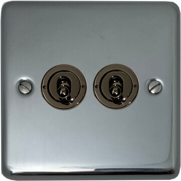 polished steel toggle switch (2 gang) front fc20825