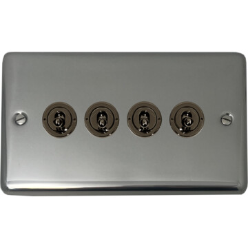 polished steel toggle switch (4 gang) front fc20825