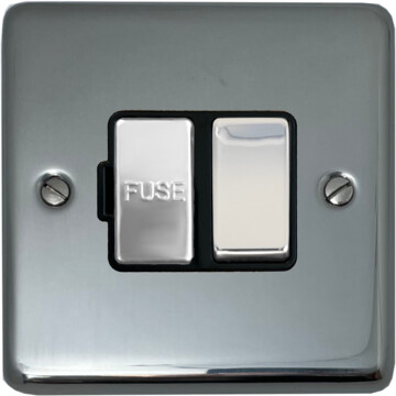 polished steel switched fused spur (black insert/chrome switch) front fc20825