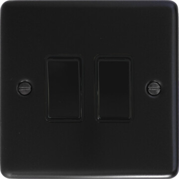 flat black light switch (2 gang/black switch) front fc20825