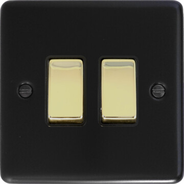 flat black light switch (2 gang/polished brass switch) front fc20825
