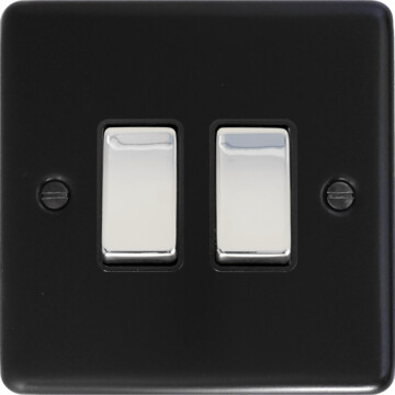 flat black light switch (2 gang/polished chrome switch) front fc20825