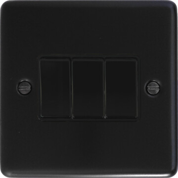flat black light switch (3 gang/black switch) front fc20825