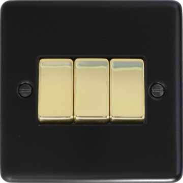 flat black light switch (3 gang/polished brass switch) front fc20825