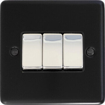 flat black light switch (3 gang/polished chrome switch) front fc20825