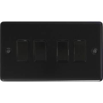 flat black light switch (4 gang/black switch) front fc20825