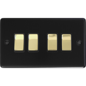 flat black light switch (4 gang/polished brass switch) front fc20825