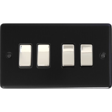 flat black light switch (4 gang/polished chrome switch) front fc20825