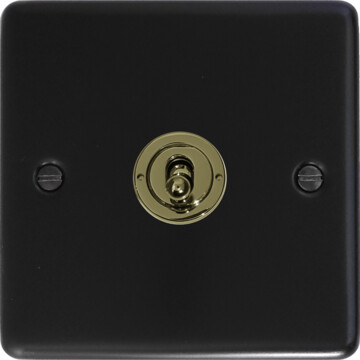 flat black toggle switch (1 gang/brass toggle) front fc20825