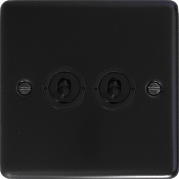 matt black toggle switch (2 gang/matt black toggles) front fc20825