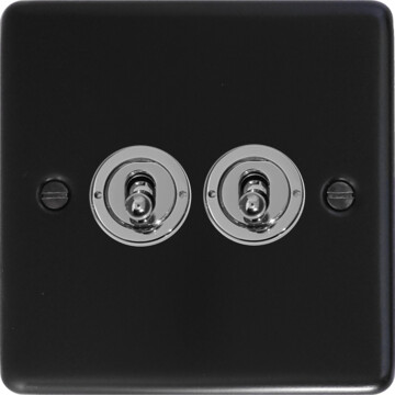 flat black toggle switch (2 gang/chrome toggle) front fc20825