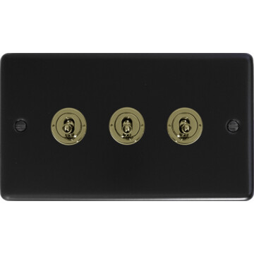 flat black toggle switch (3 gang/brass toggle) front fc20825