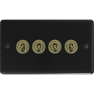 flat black toggle switch (4 gang/brass toggle) front fc20825