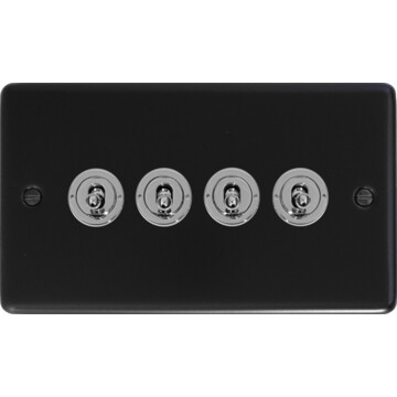 flat black toggle switch (4 gang/chrome toggle) front fc20825