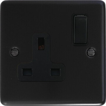 flat black single socket (black switch) front fc20825