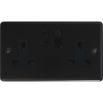 flat black double socket (black switch) front fc20825